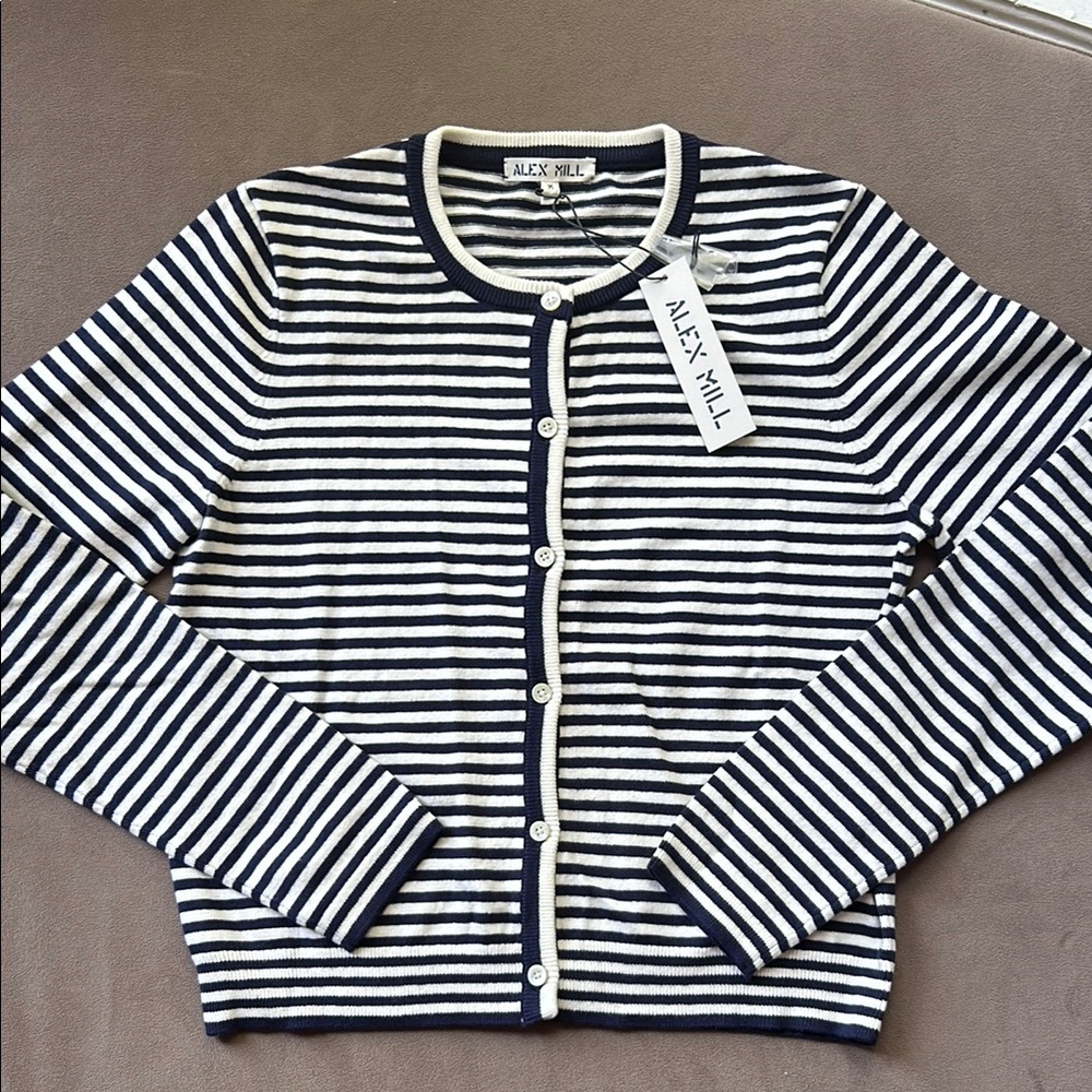 NWT Alex Mill - Albertina Cardigan- Sz M- Navy/ Ivory